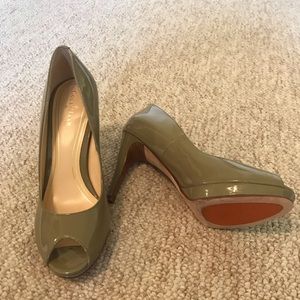 Cole Haan patent peeptoe heel.